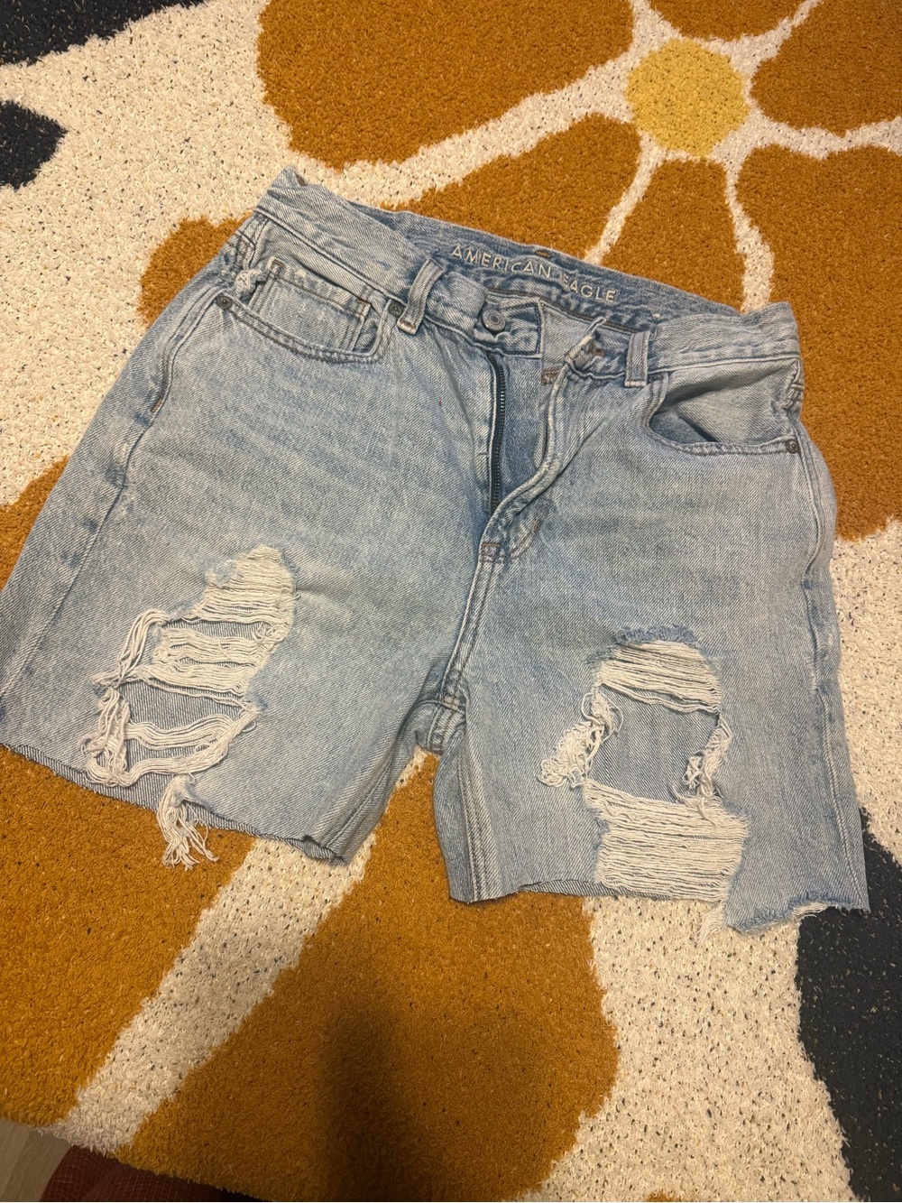 American Eagle Outfitters Light Wash Distressed Denim Shorts